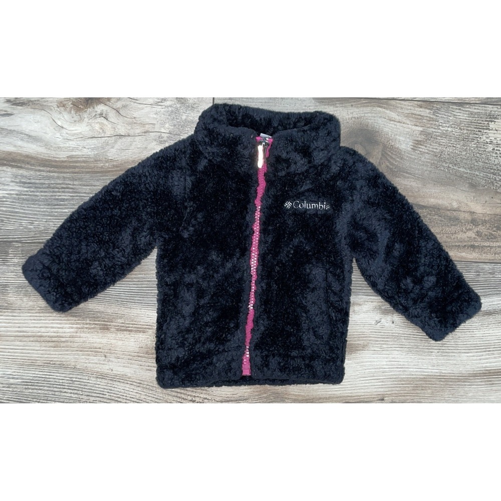 Columbia Infant Toddler Zip Girls Size 3-6 Months Fleece Jacket Black